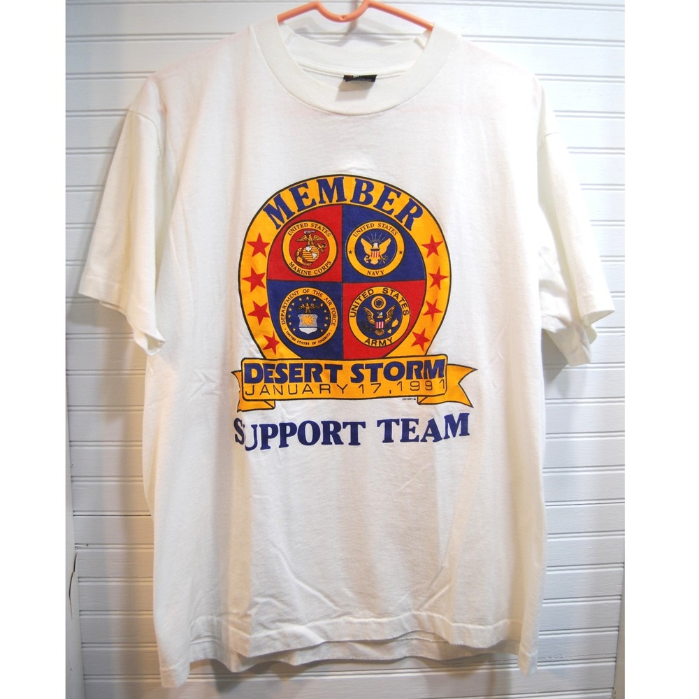 Vintage Single stitch t-shirt Men's XL Desert‎ Storm Military Support Team 1991